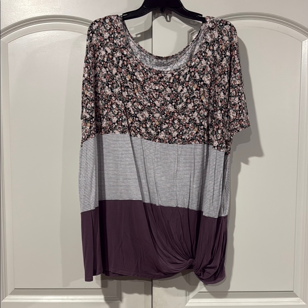Floral and Striped Women's Top